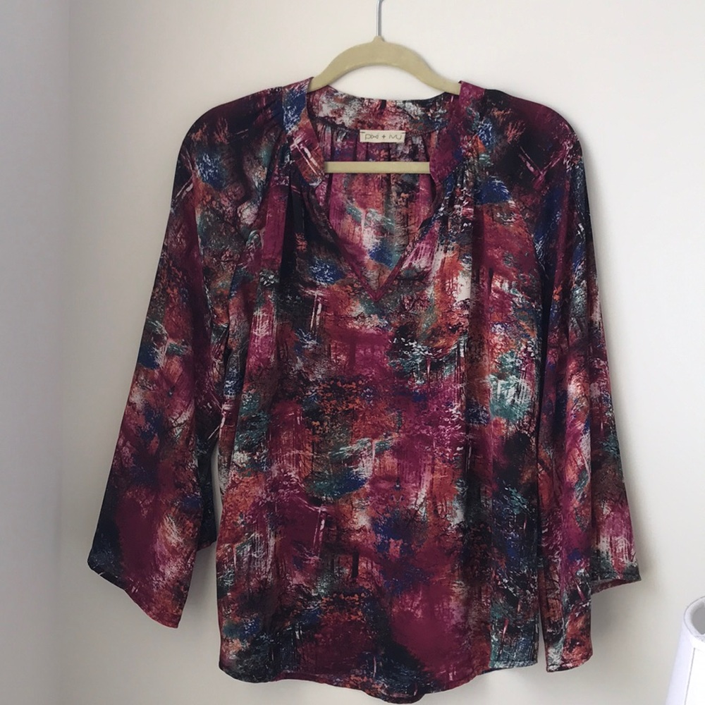 Flowy blouse, wine inspired colors